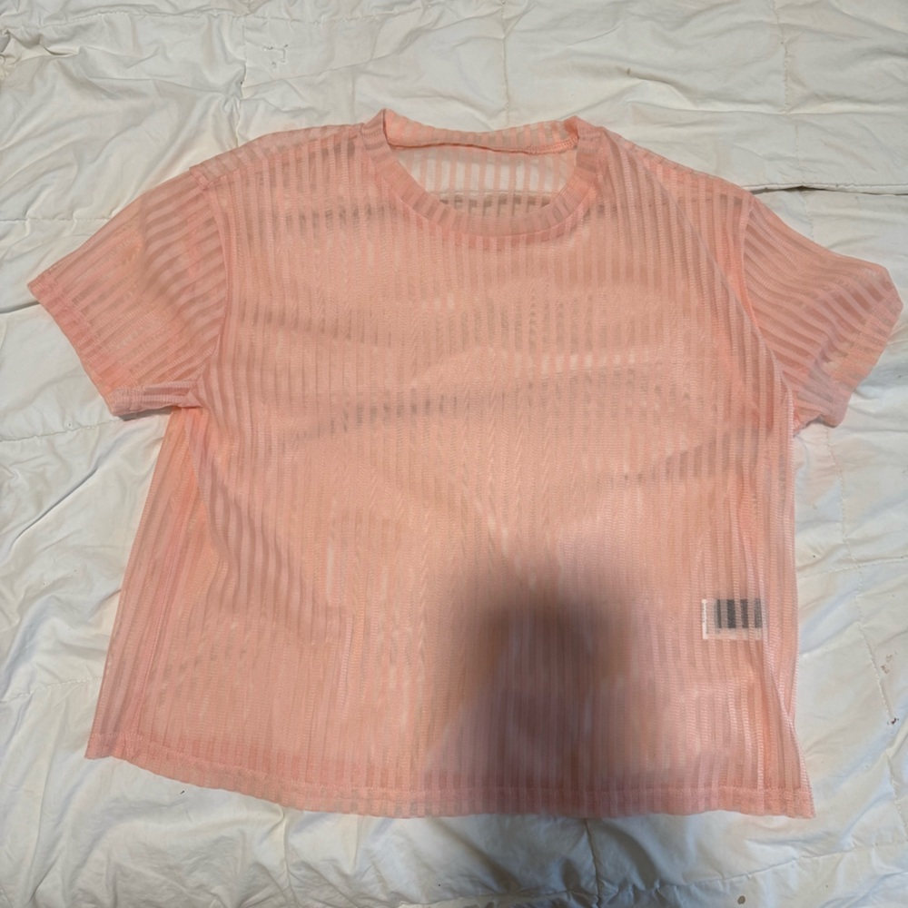 Crop pink SHEIN sheer top